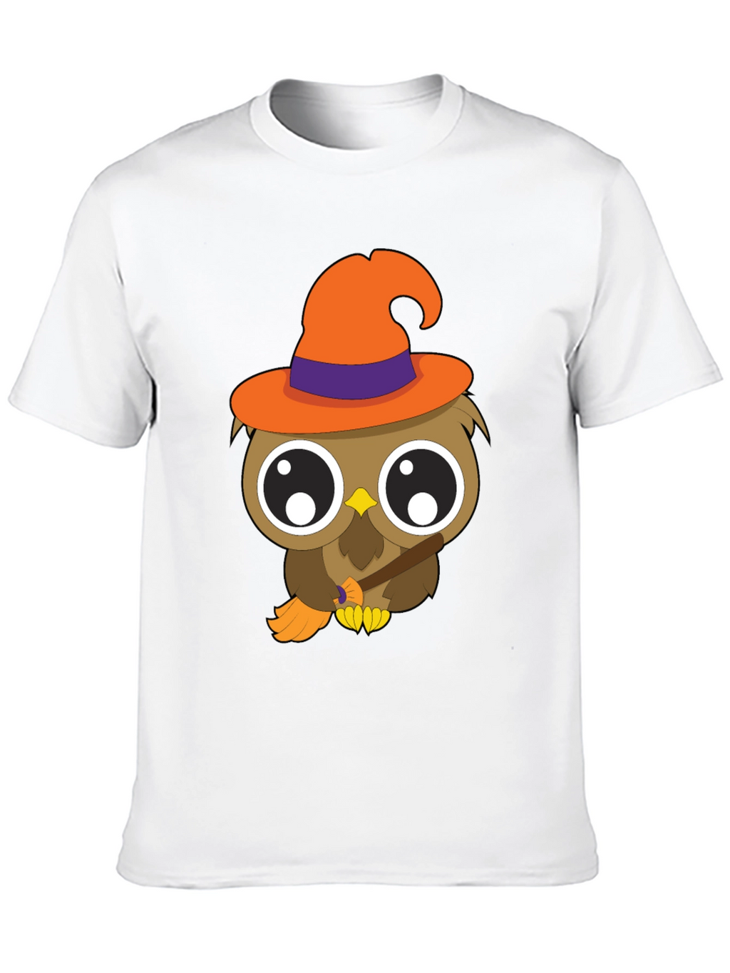 Halloween Owl T-Shirt - Witch Hat Broomstick
