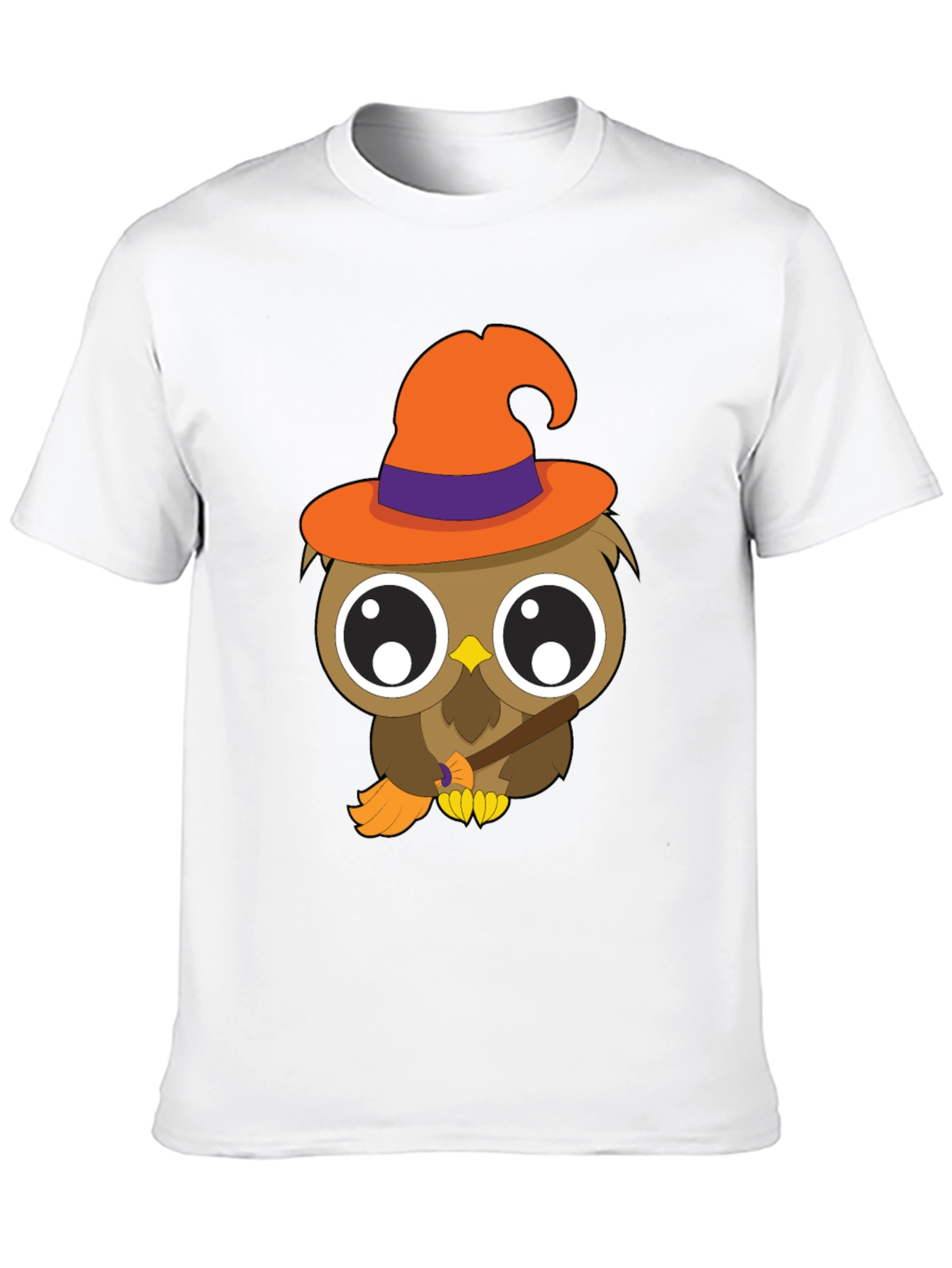 Halloween Owl T-Shirt - Witch Hat Broomstick