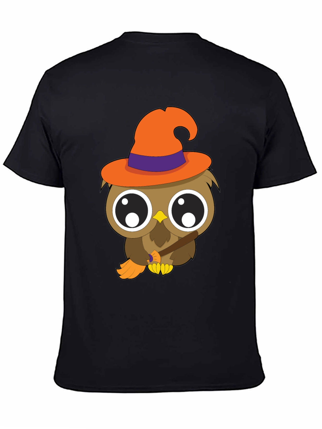 Halloween Owl T-Shirt - Witch Hat Broomstick