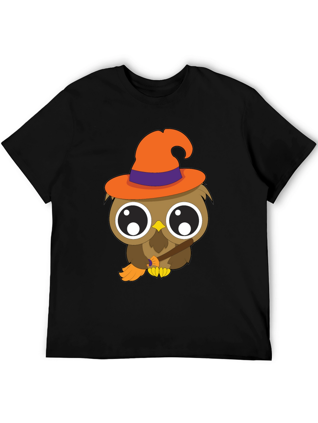 Halloween Owl T-Shirt - Witch Hat Broomstick