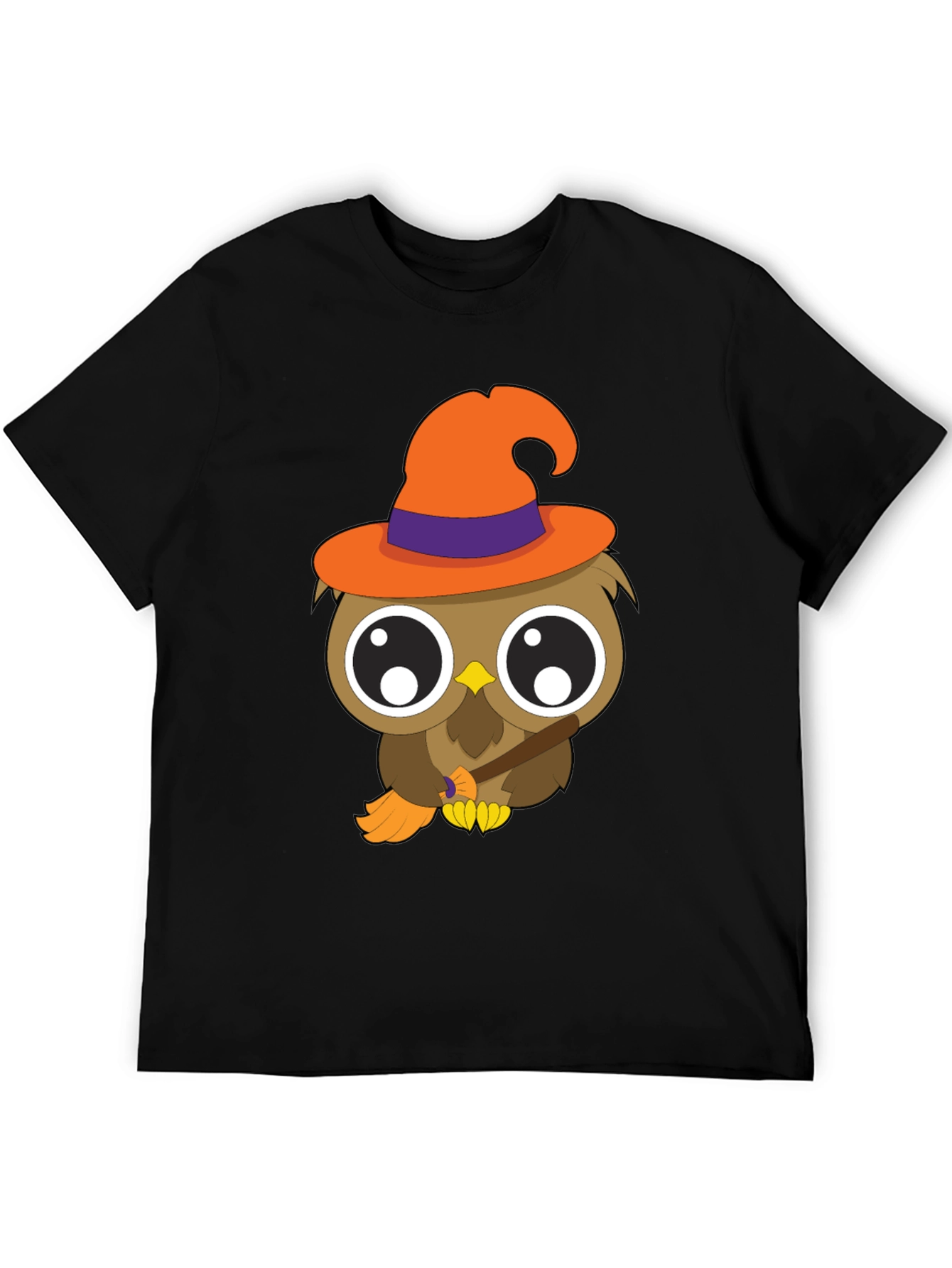 Halloween Owl T-Shirt - Witch Hat Broomstick