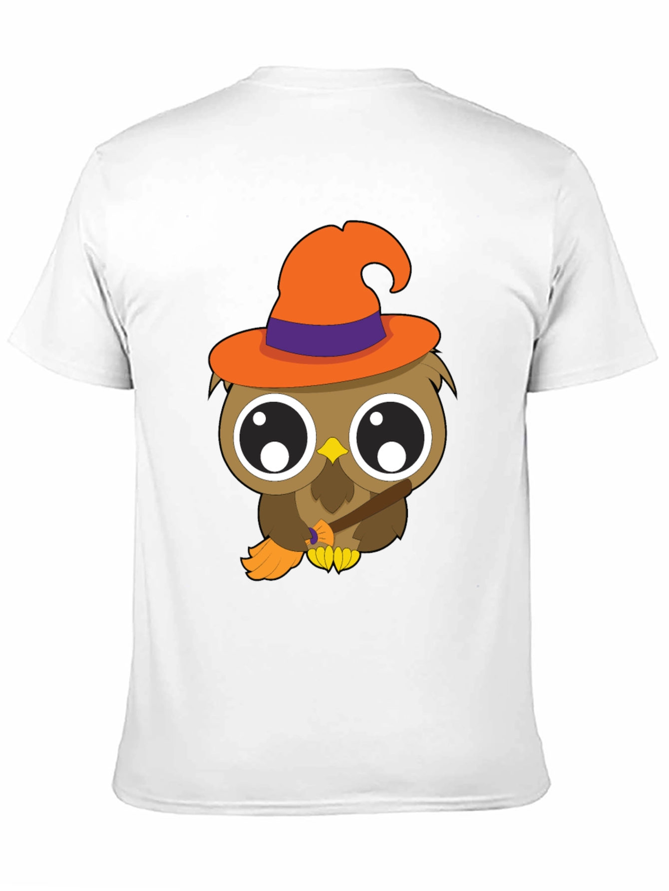 Halloween Owl T-Shirt - Witch Hat Broomstick