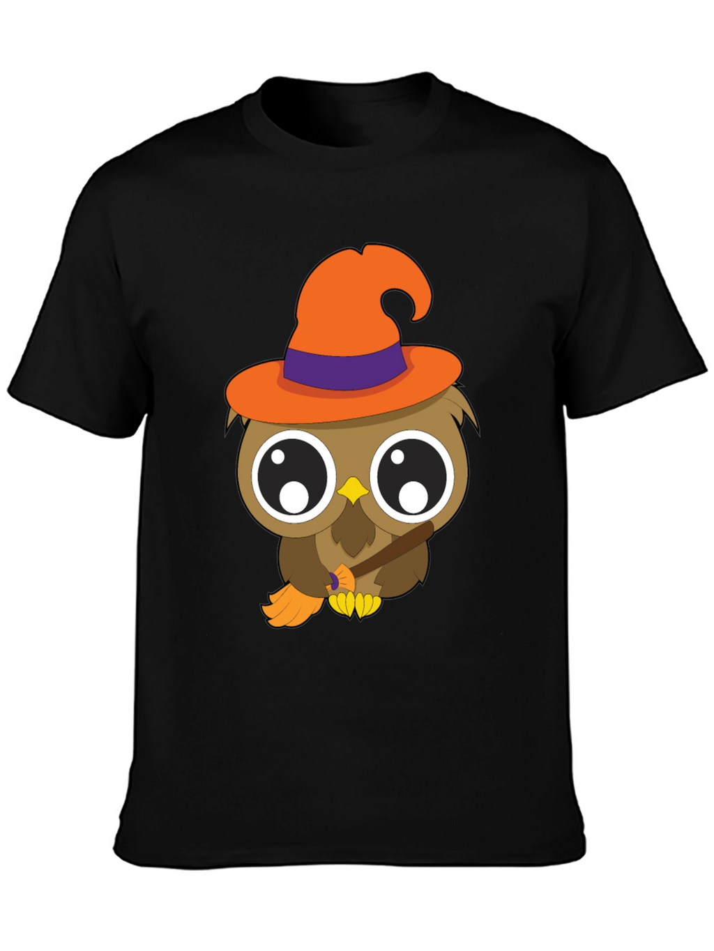Halloween Owl T-Shirt - Witch Hat Broomstick
