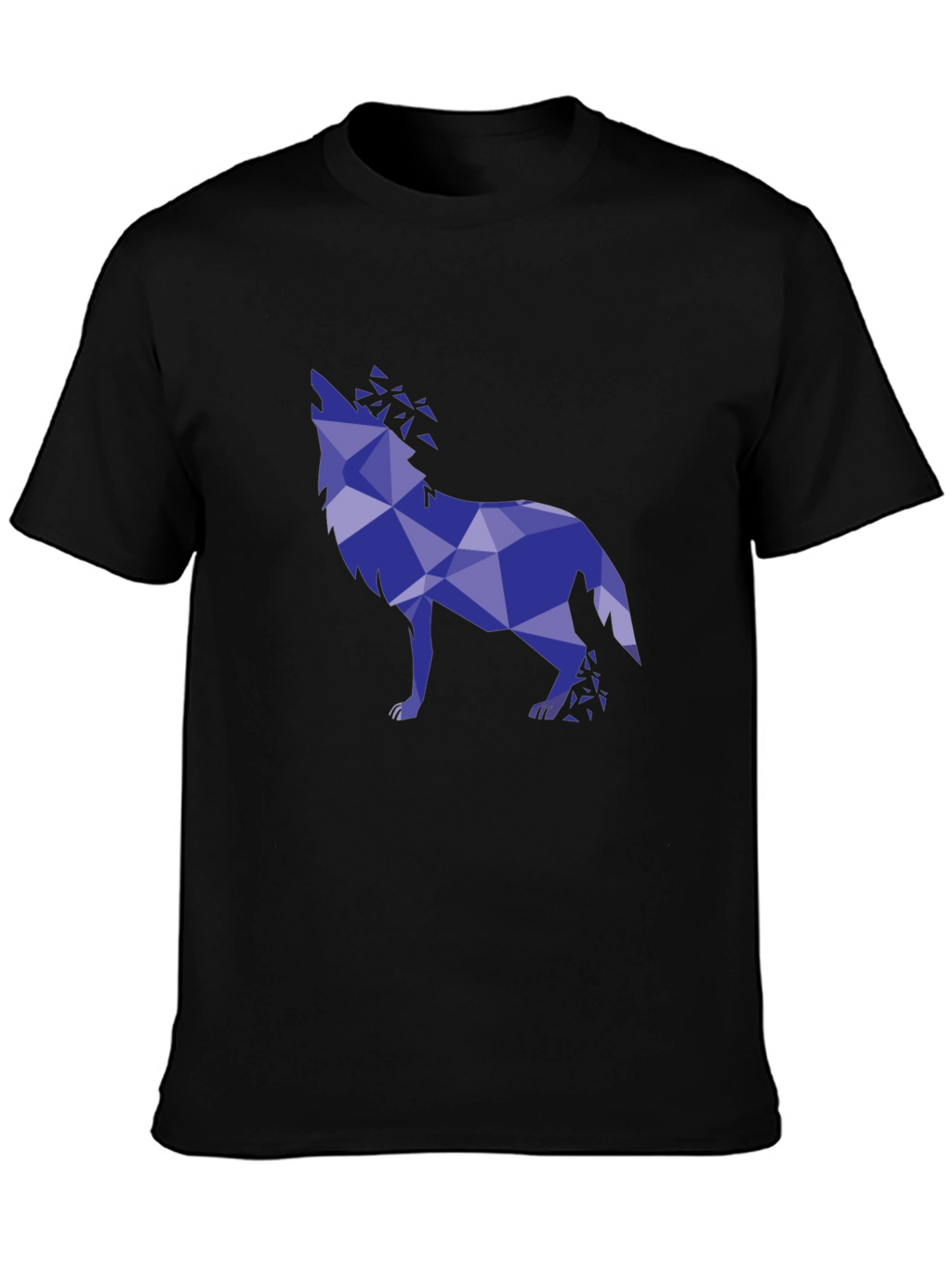 Geometric Wolf Graphic Tee - Stylish Mens Black T-Shirt