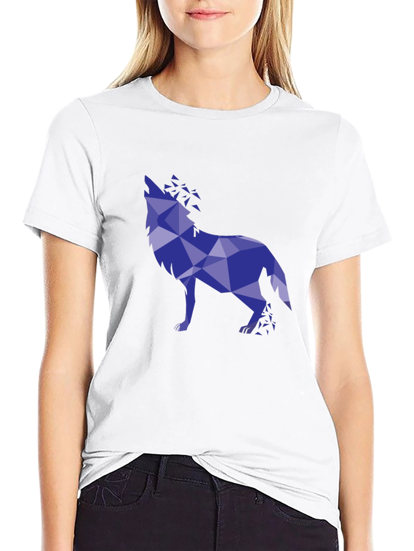 Geometric Wolf Graphic Tee - Stylish Mens Black T-Shirt