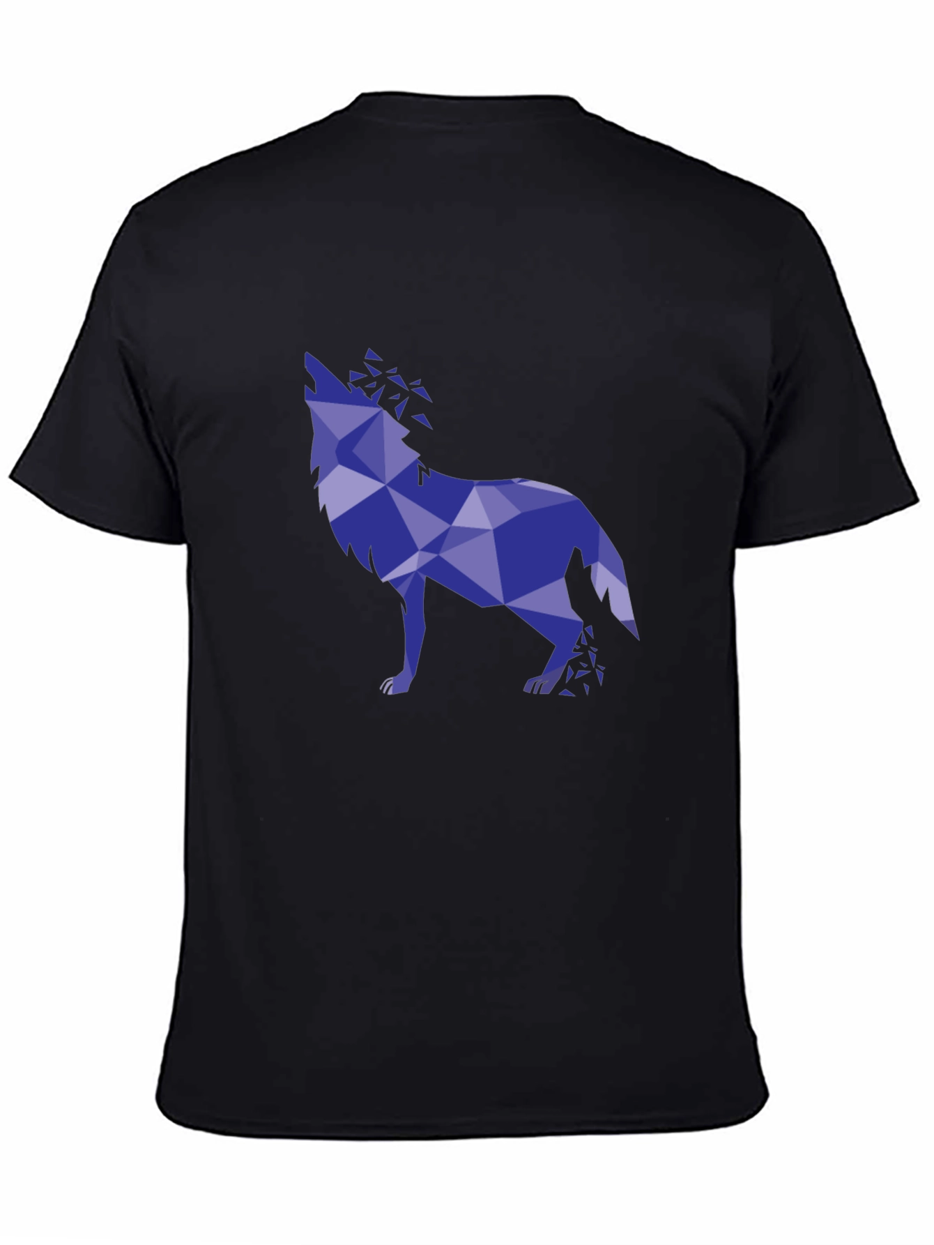 Geometric Wolf Graphic Tee - Stylish Mens Black T-Shirt
