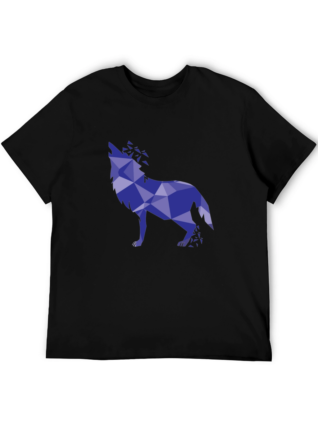 Geometric Wolf Graphic Tee - Stylish Mens Black T-Shirt