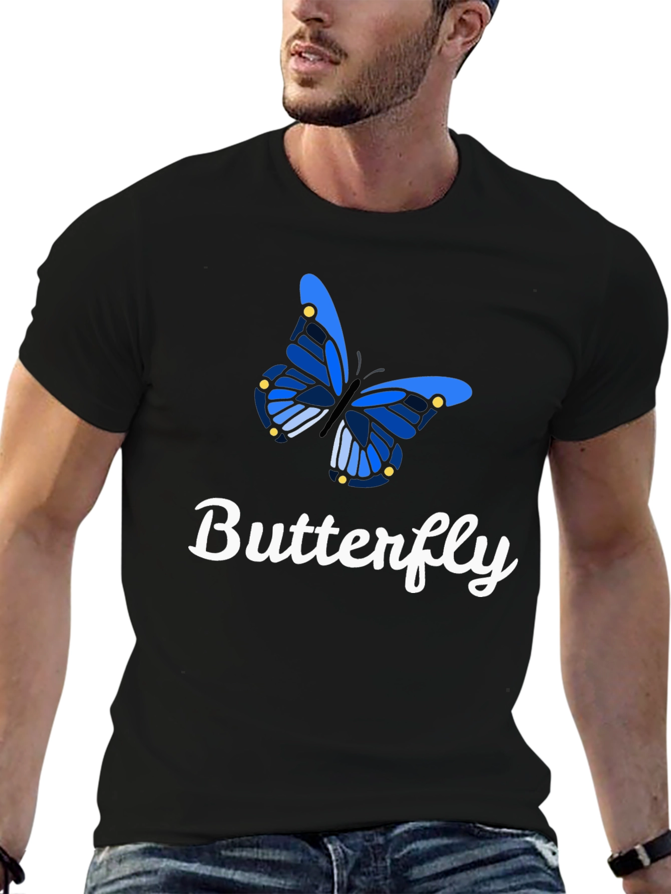 Butterfly Graphic Tee - Stylish Mens Short Sleeve T-Shirt