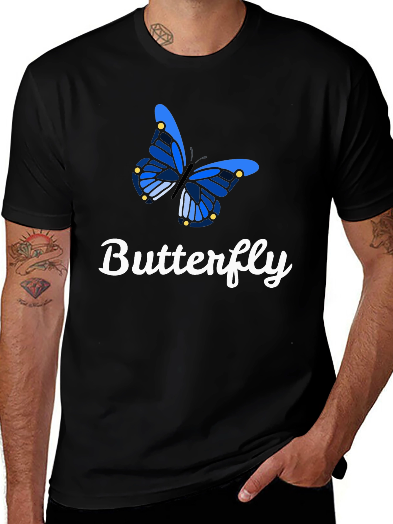 Butterfly Graphic Tee - Stylish Mens Short Sleeve T-Shirt