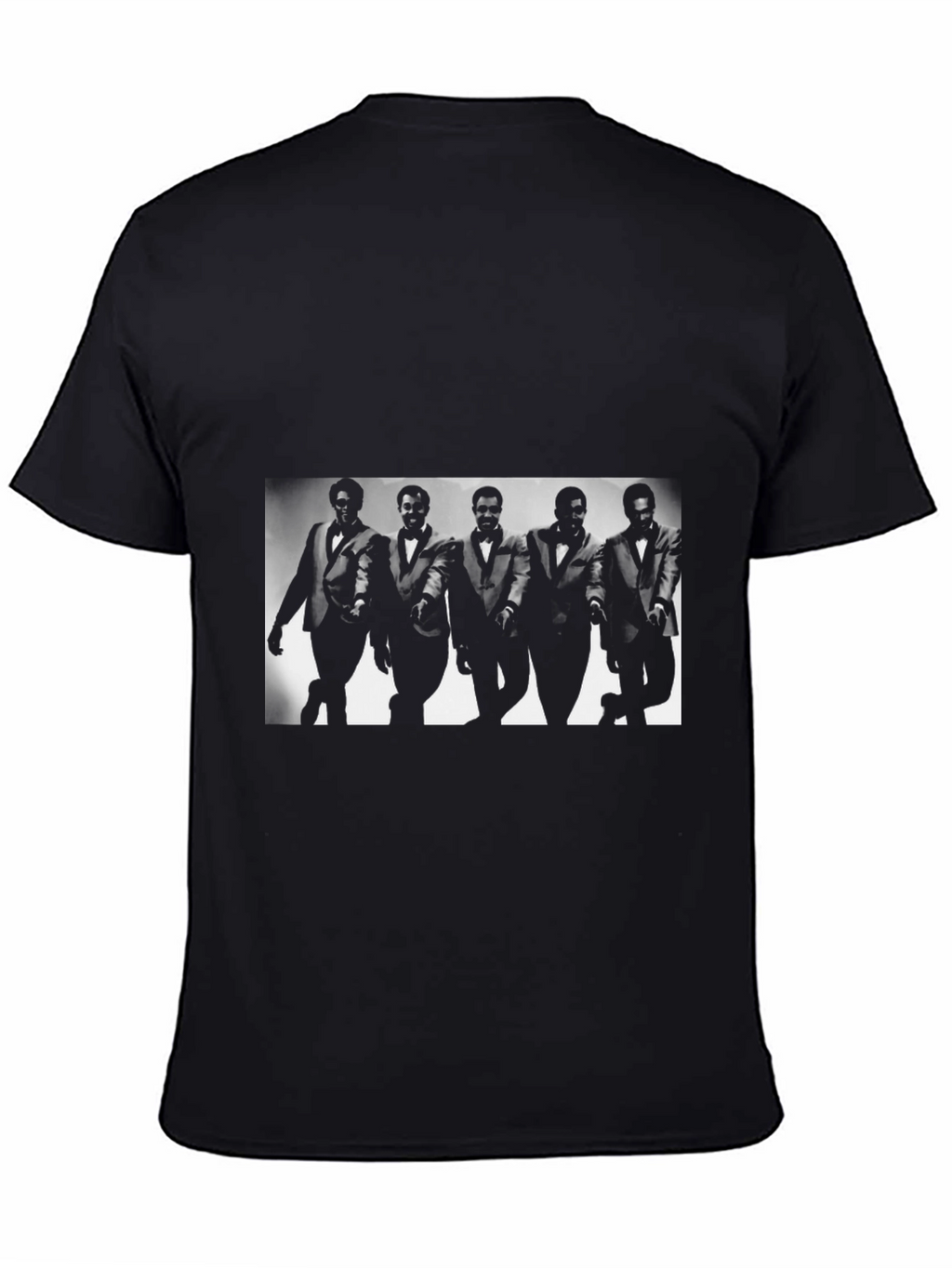 Stylish Black T-Shirt with Soulful Retro Group Graphic