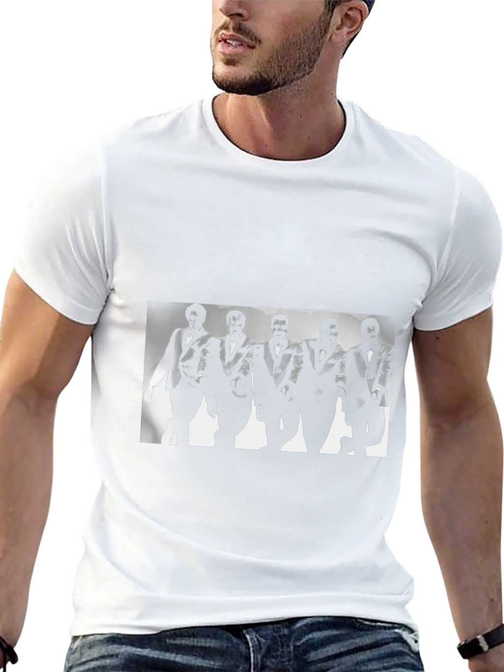 Stylish Black T-Shirt with Soulful Retro Group Graphic