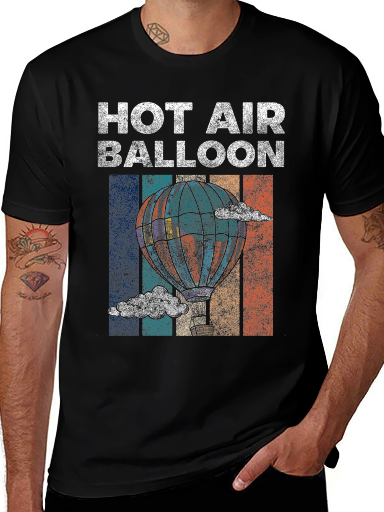 Retro Hot Air Balloon Graphic Tee - Vintage Style T-Shirt