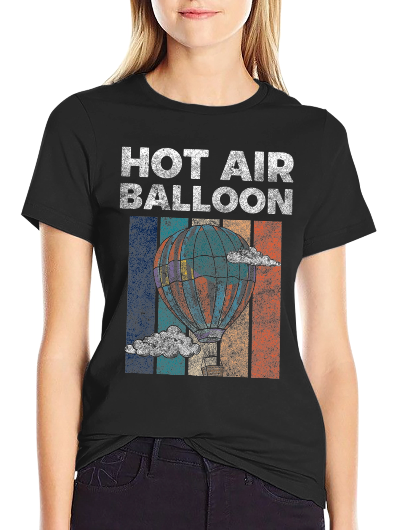 Retro Hot Air Balloon Graphic Tee - Vintage Style T-Shirt