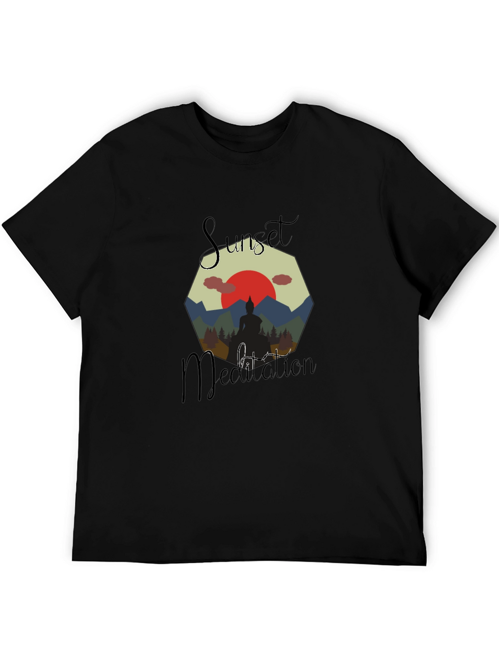 Sunset Meditation Mens Graphic Tee - Black