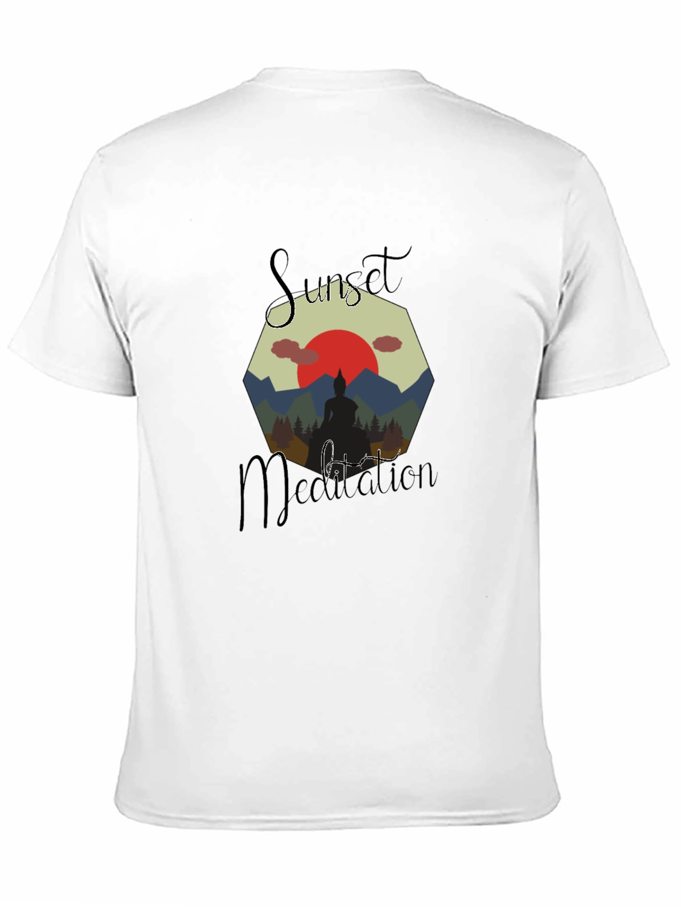 Sunset Meditation Mens Graphic Tee - Black