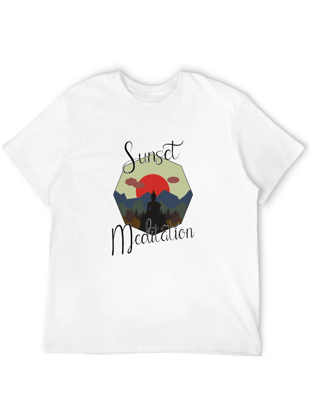 Sunset Meditation Mens Graphic Tee - Black