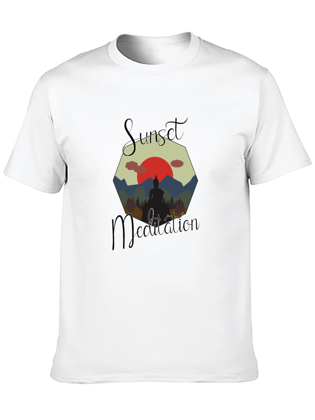 Sunset Meditation Mens Graphic Tee - Black