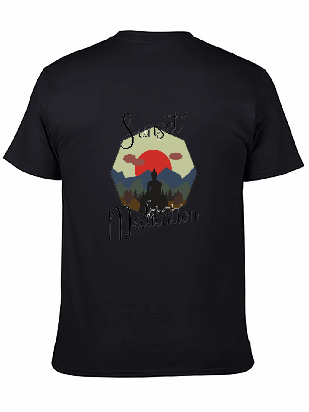 Sunset Meditation Mens Graphic Tee - Black