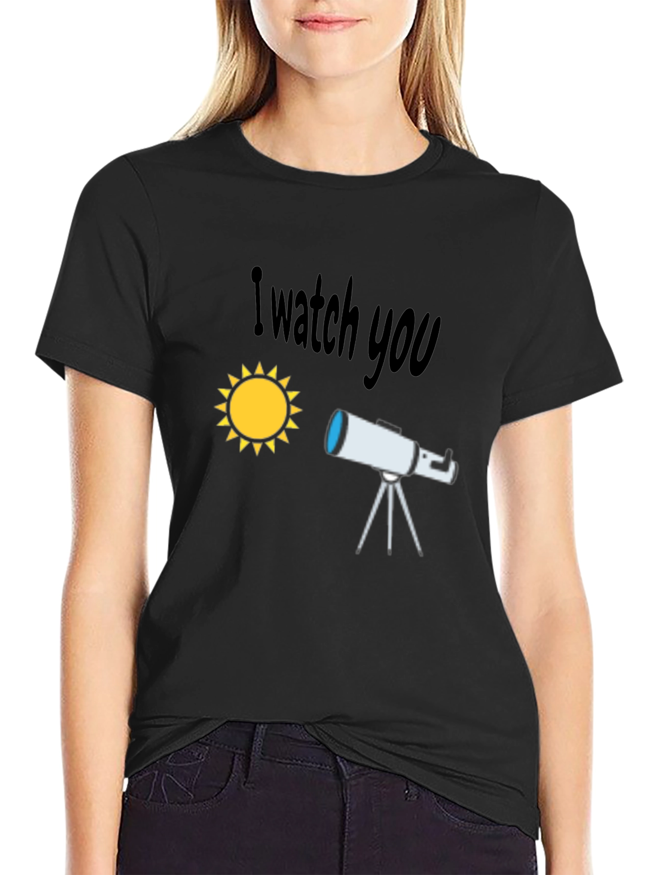 I Watch You Graphic T-Shirt - Telescope & Sun Design