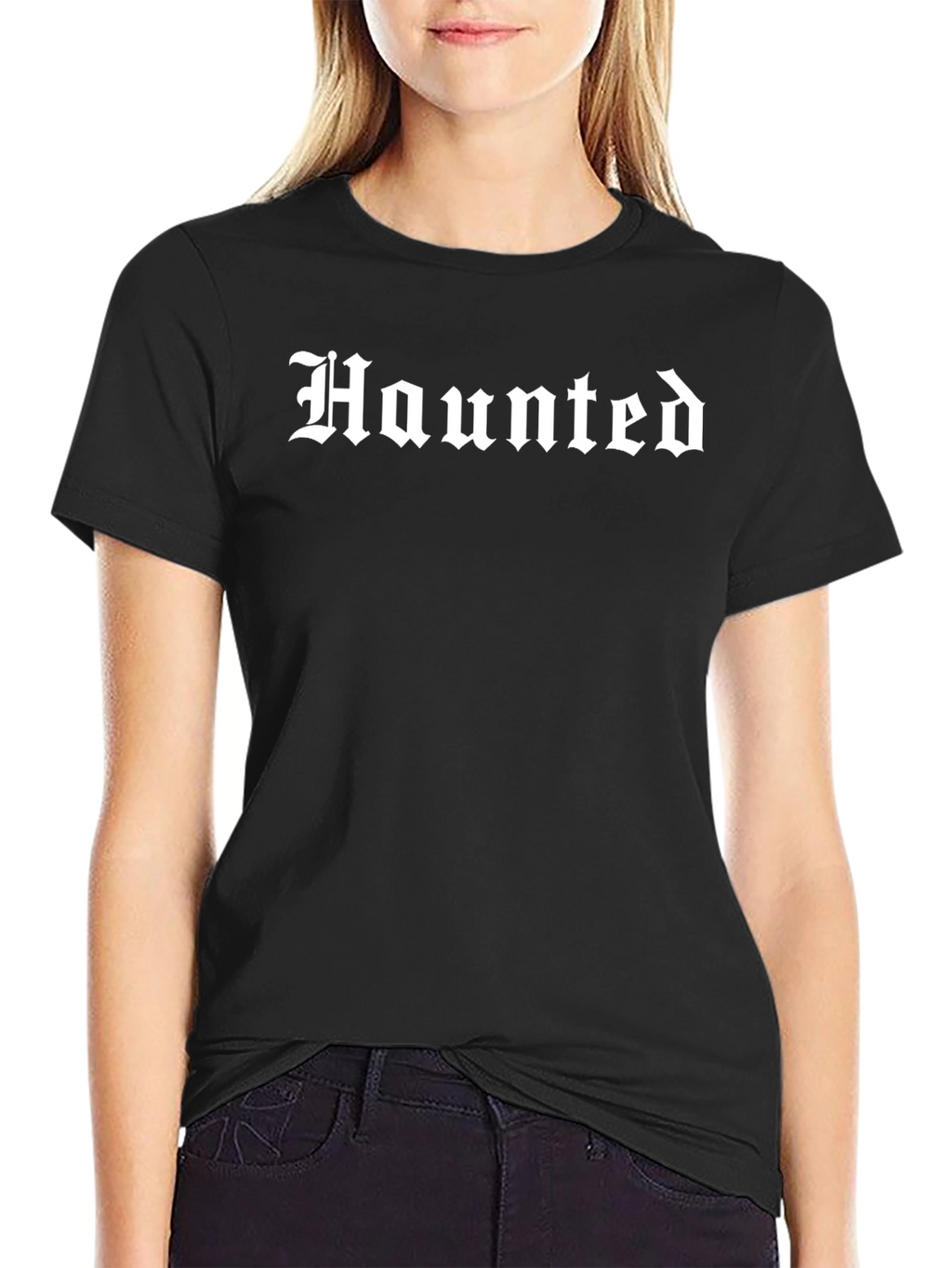 Haunted Graphic Tee - Black Cotton T-Shirt