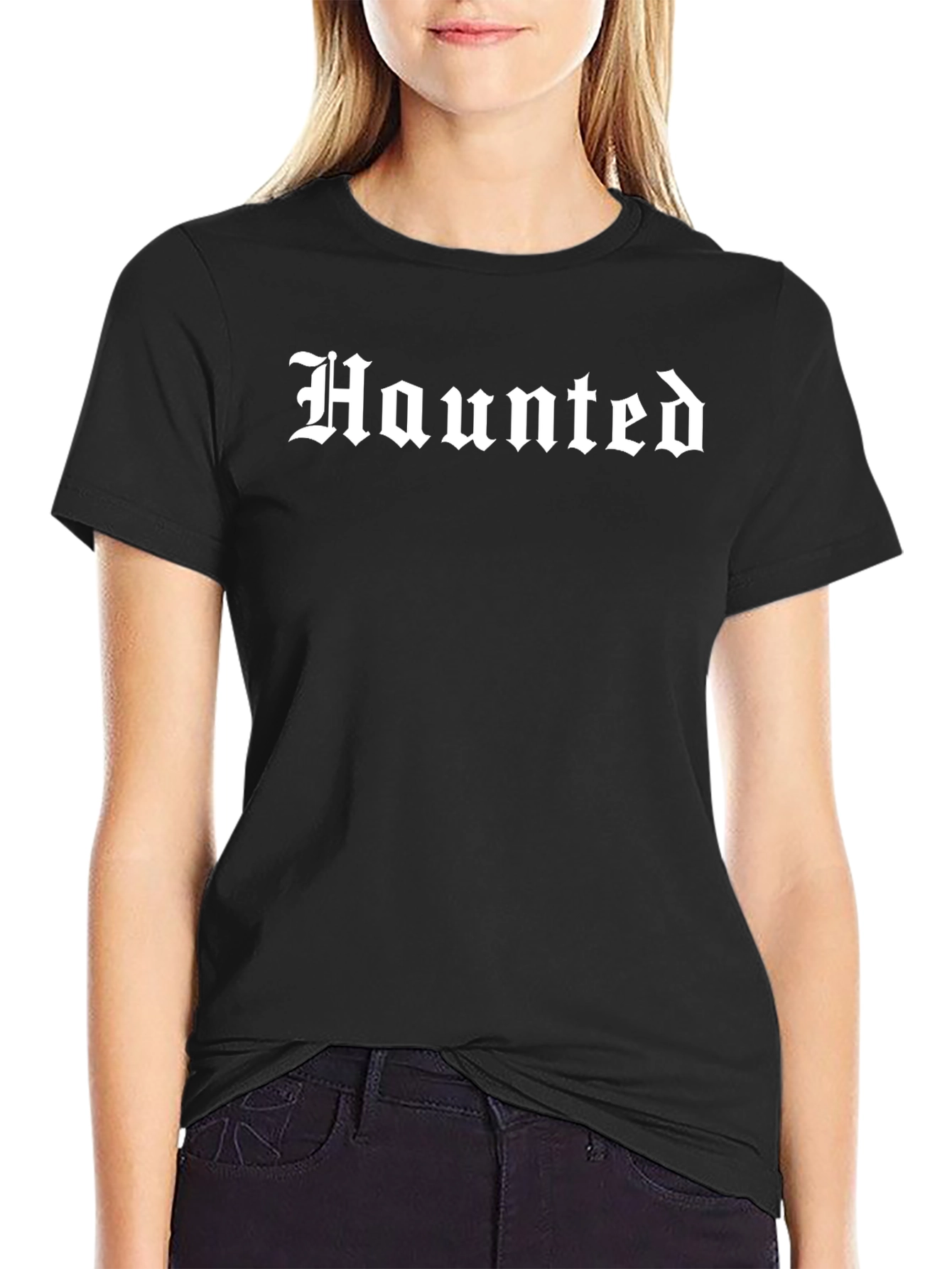 Haunted Graphic Tee - Black Cotton T-Shirt