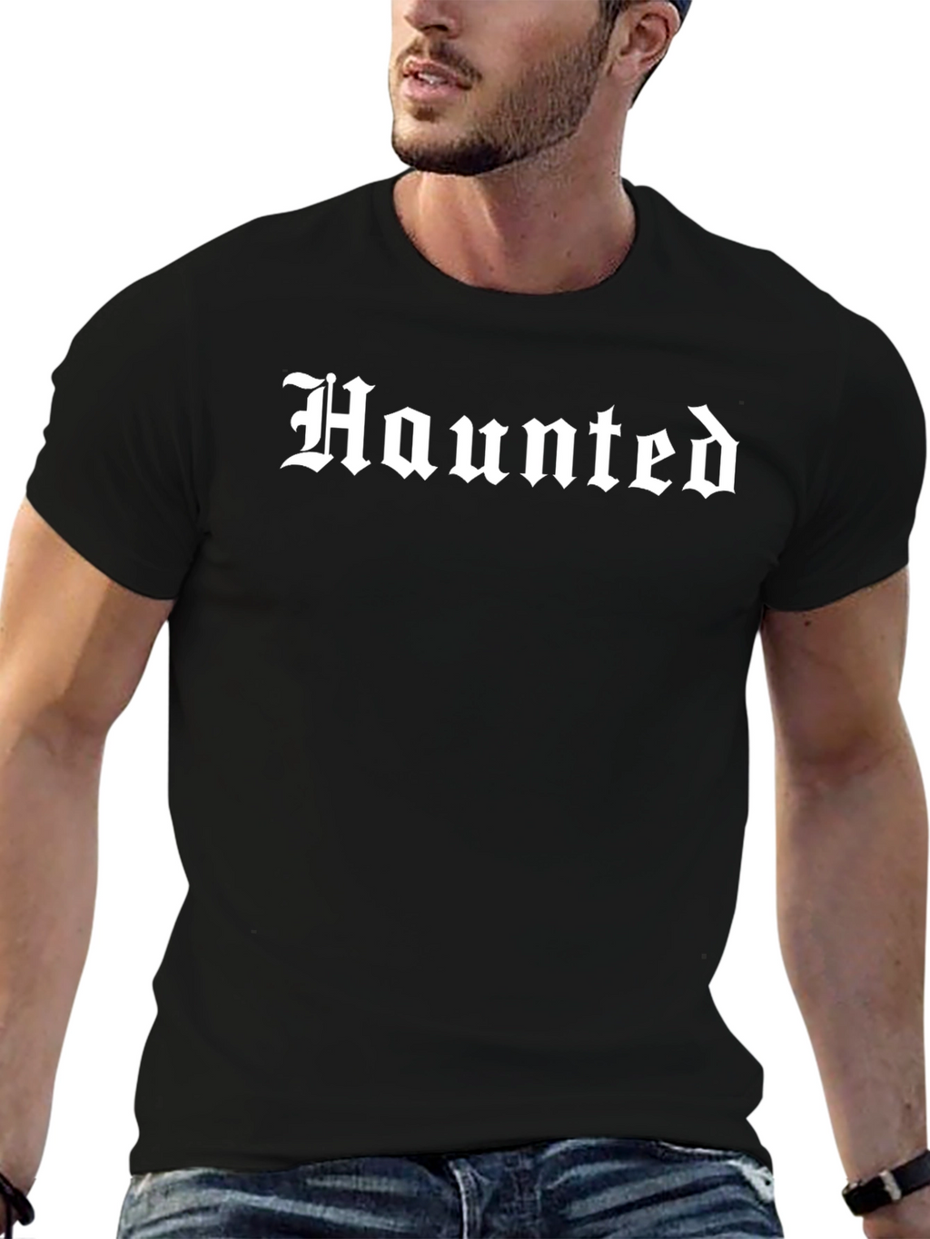 Haunted Graphic Tee - Black Cotton T-Shirt