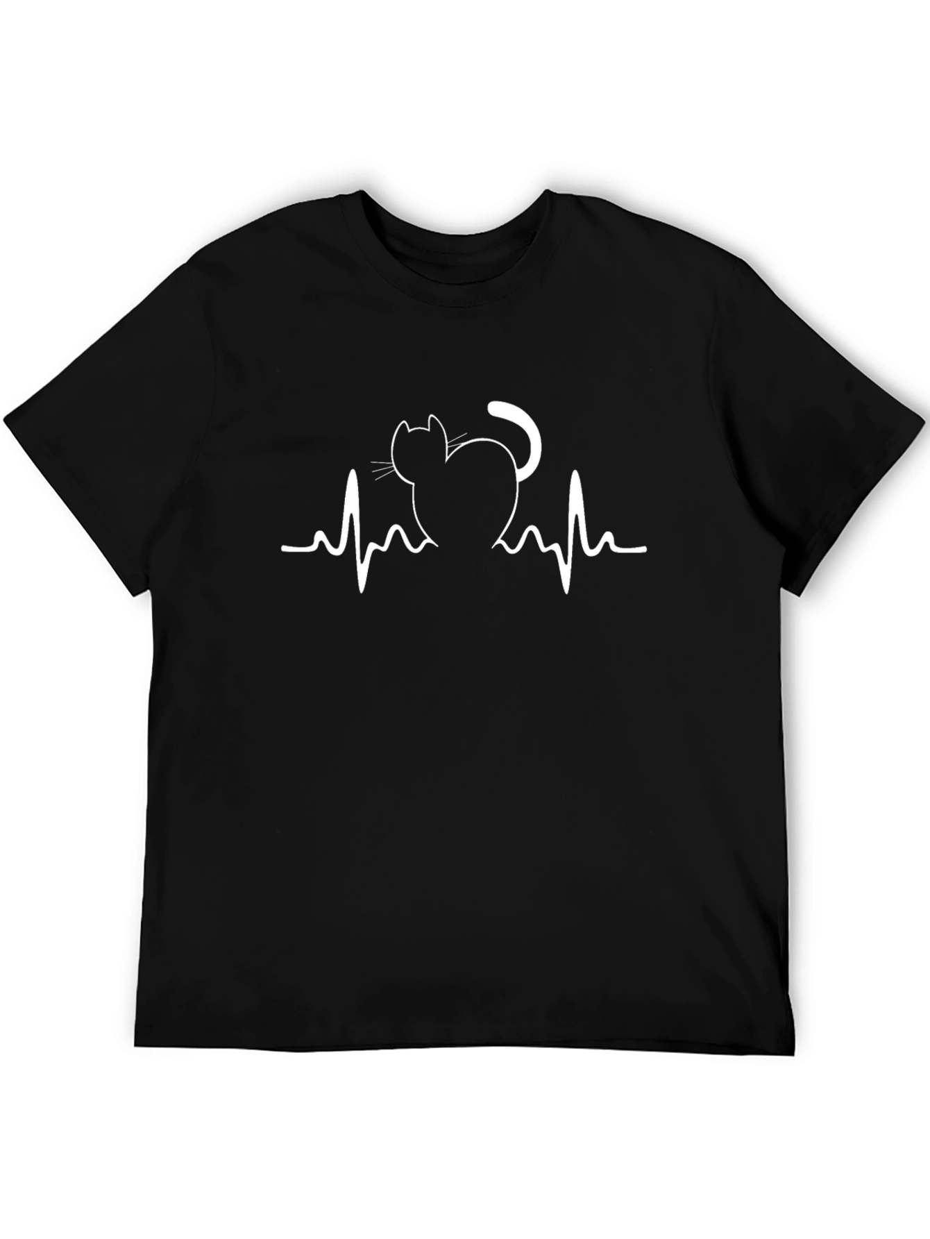 Cat Heartbeat T-Shirt - Black