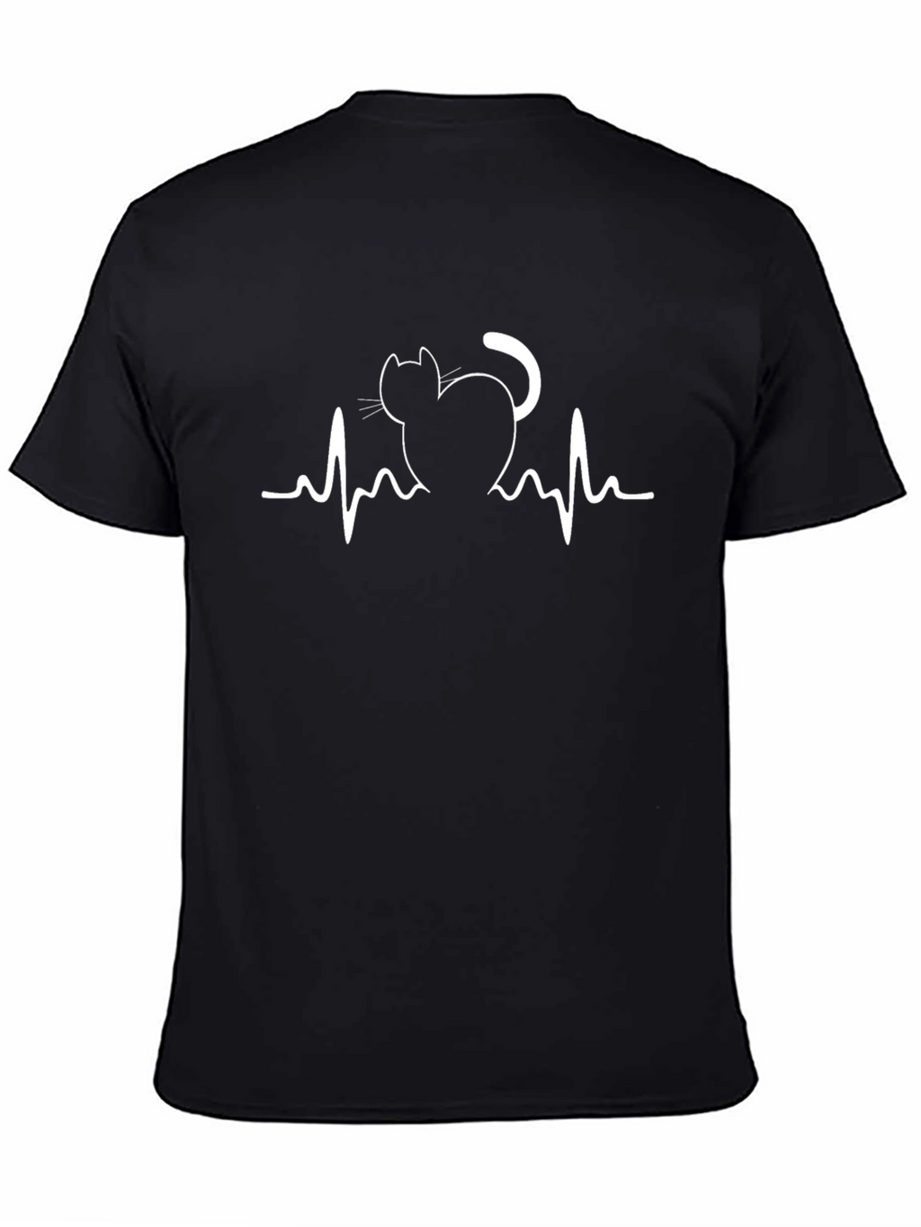 Cat Heartbeat T-Shirt - Black