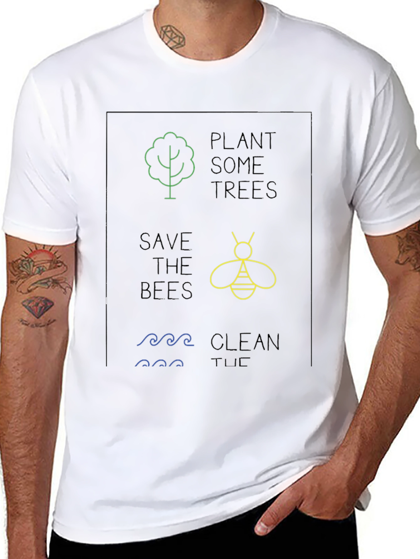 Eco-Friendly Graphic Tee - Plant Trees Save Bees