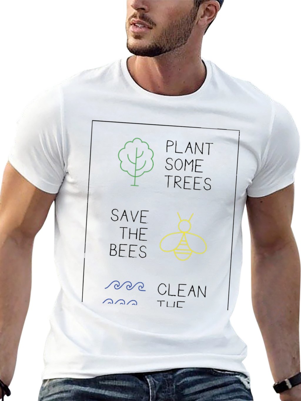 Eco-Friendly Graphic Tee - Plant Trees Save Bees