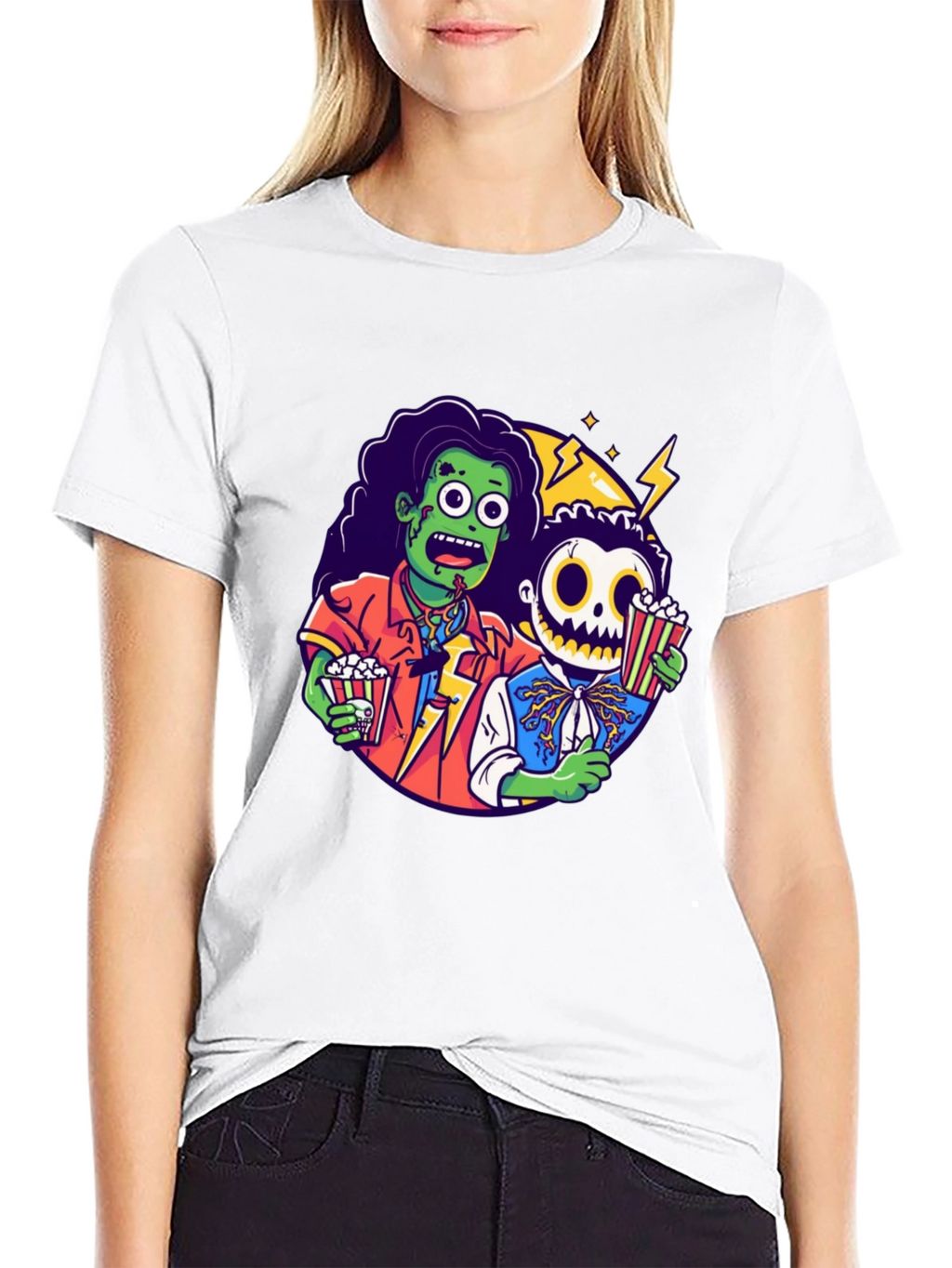 Zombie & Skeleton Halloween Movie T-Shirt