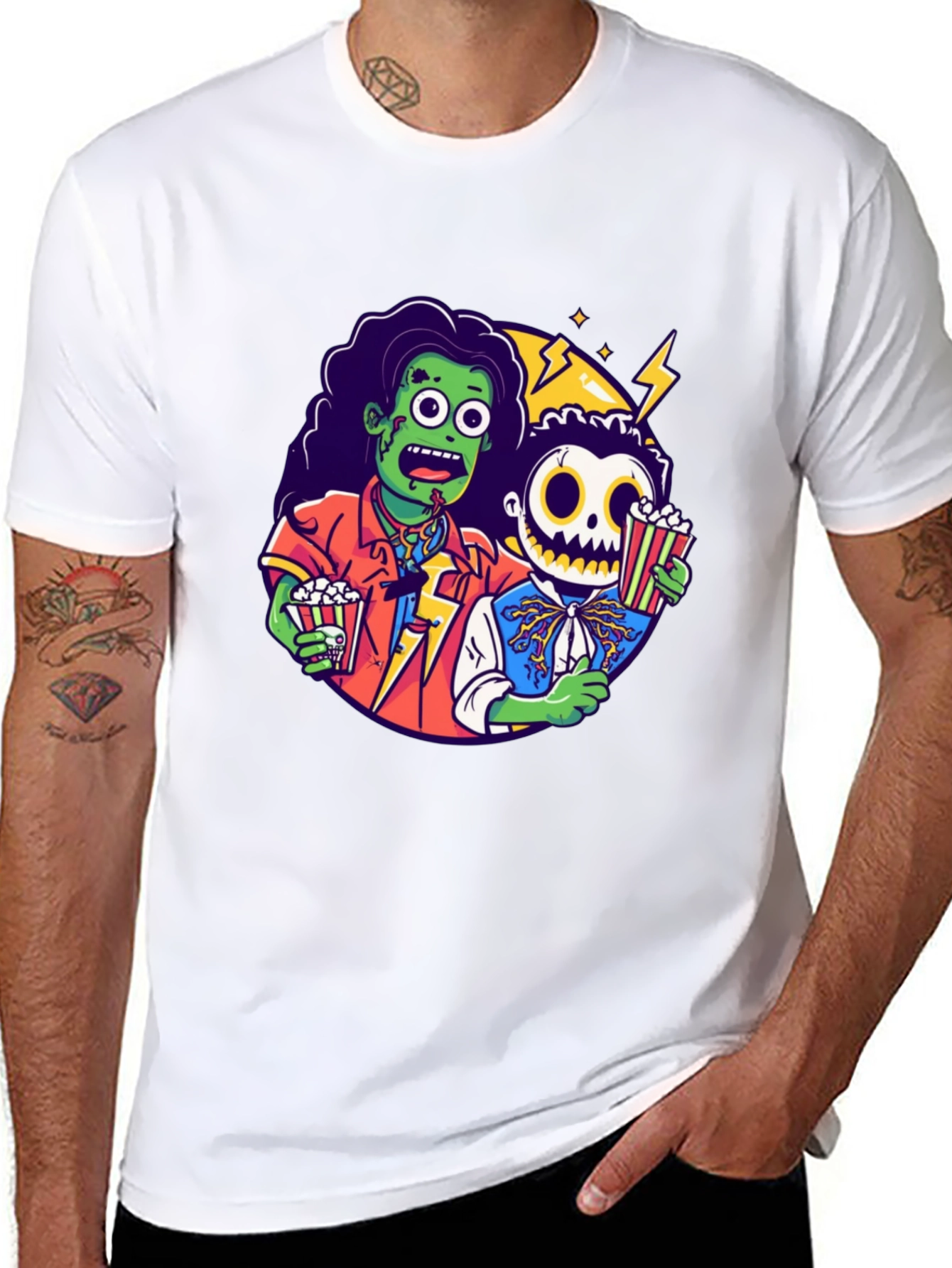 Zombie & Skeleton Halloween Movie T-Shirt