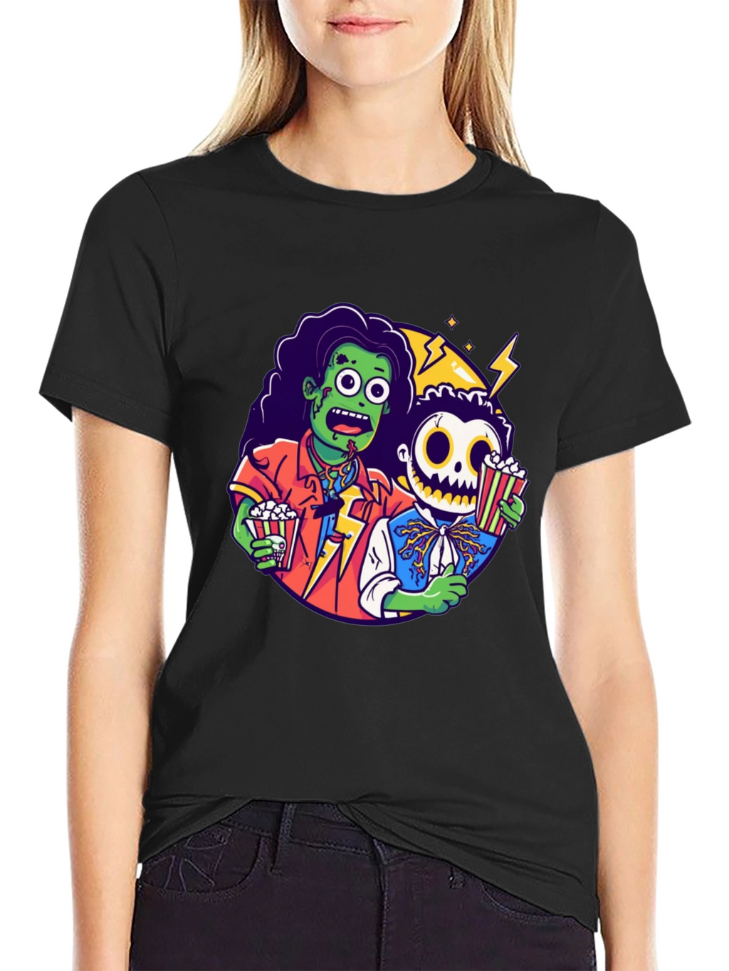Zombie & Skeleton Halloween Movie T-Shirt