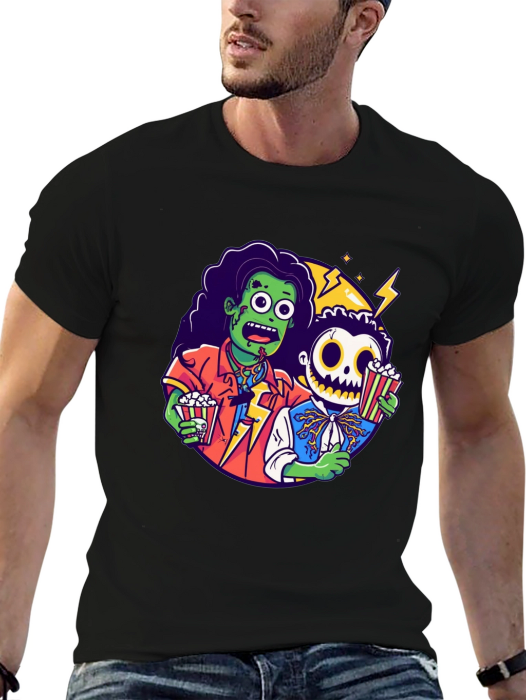 Zombie & Skeleton Halloween Movie T-Shirt