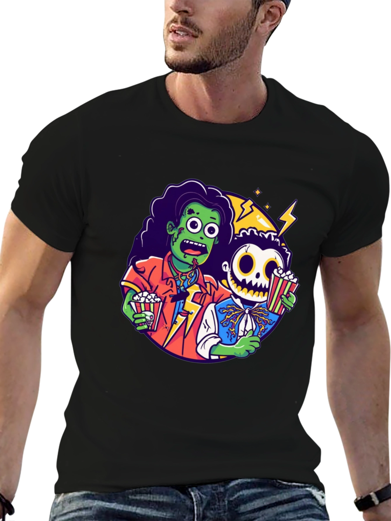 Zombie & Skeleton Halloween Movie T-Shirt