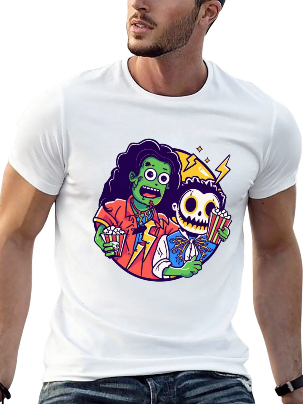 Zombie & Skeleton Halloween Movie T-Shirt