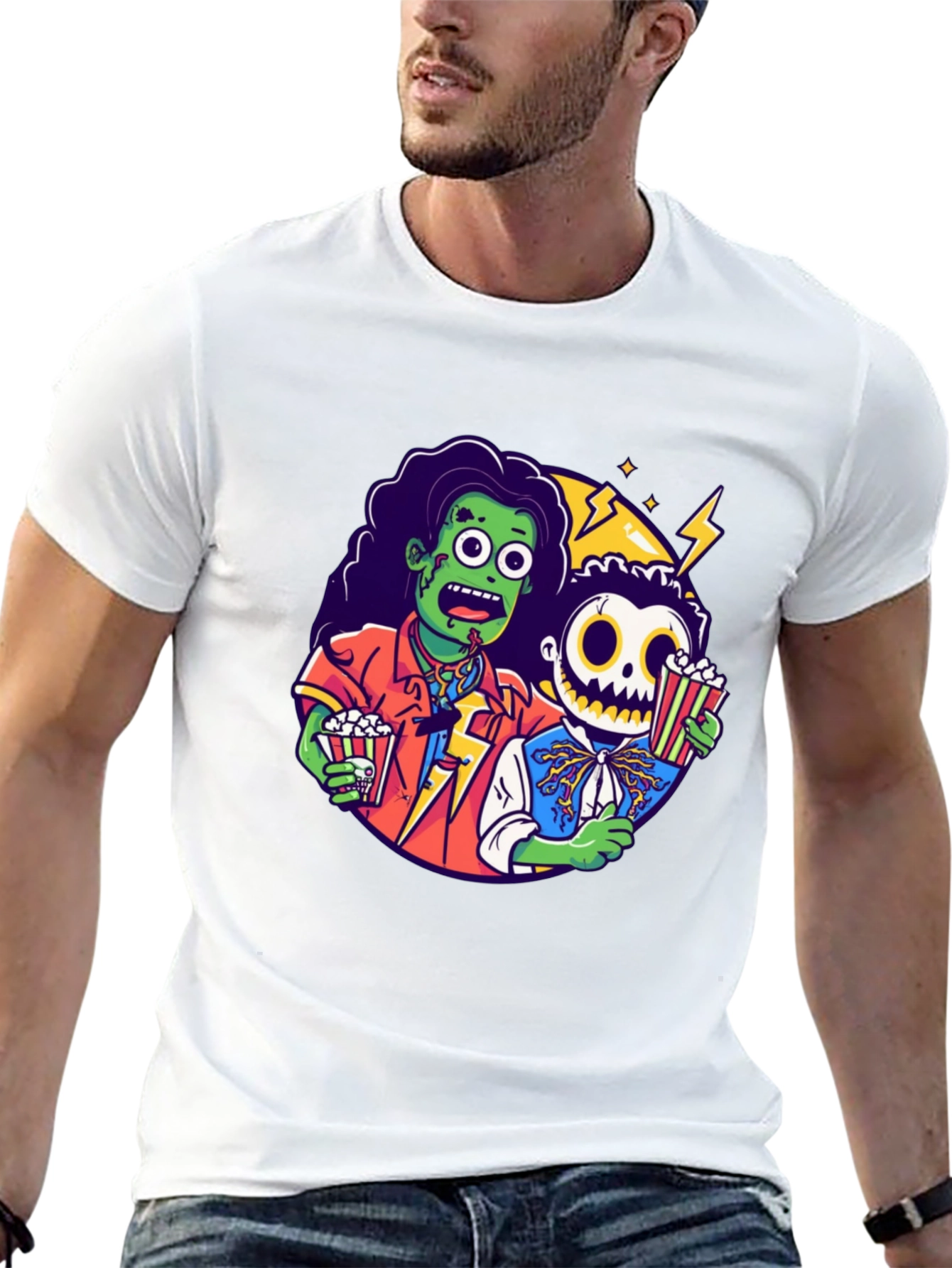 Zombie & Skeleton Halloween Movie T-Shirt