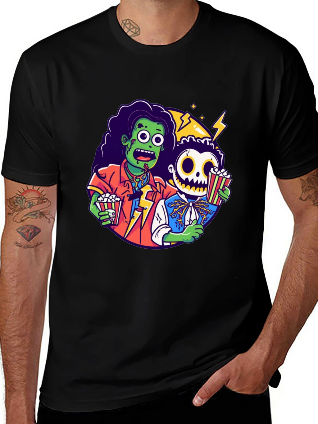 Zombie & Skeleton Halloween Movie T-Shirt
