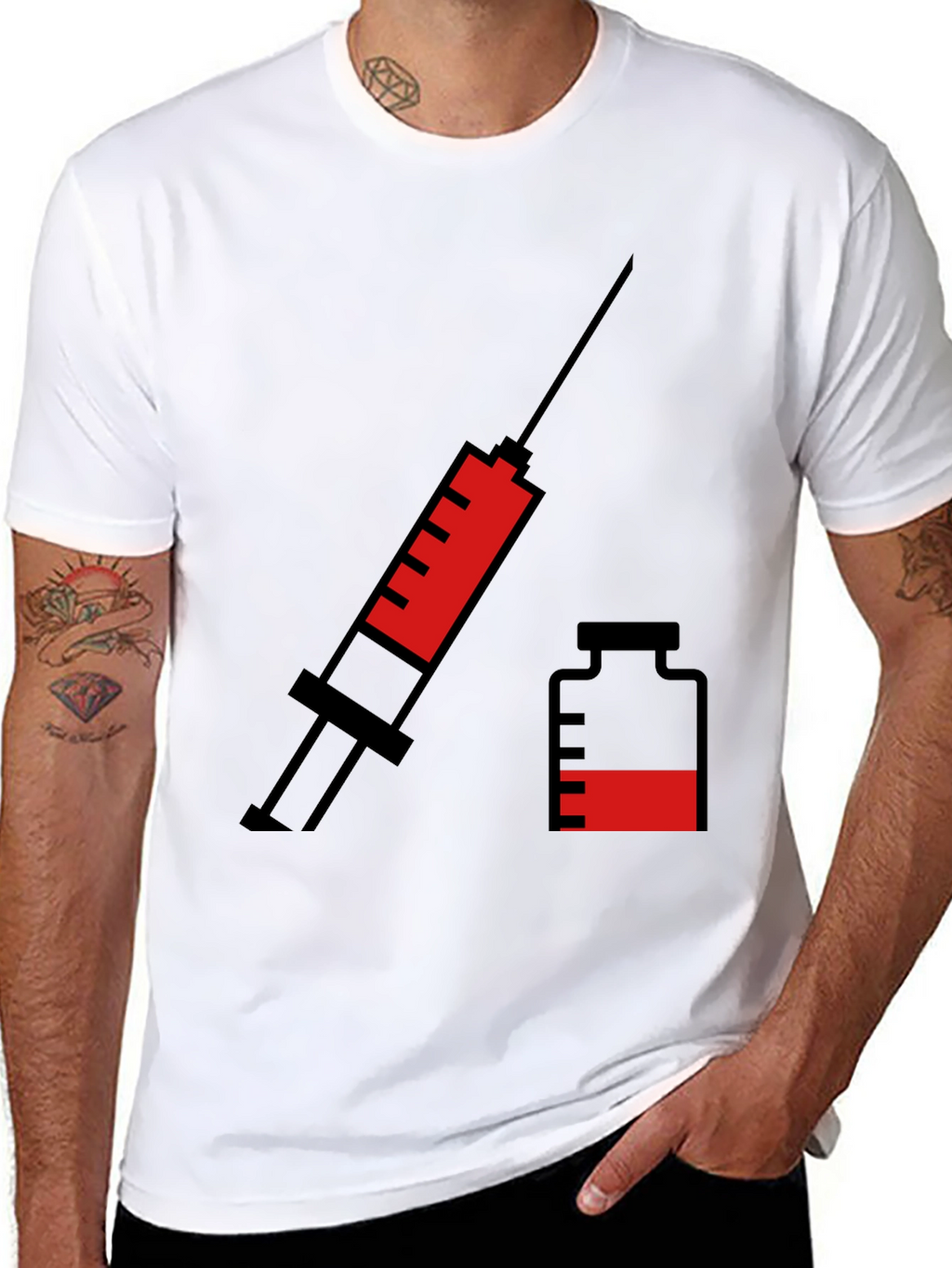 Vaccination T-Shirt - Syringe & Vial Graphic Tee
