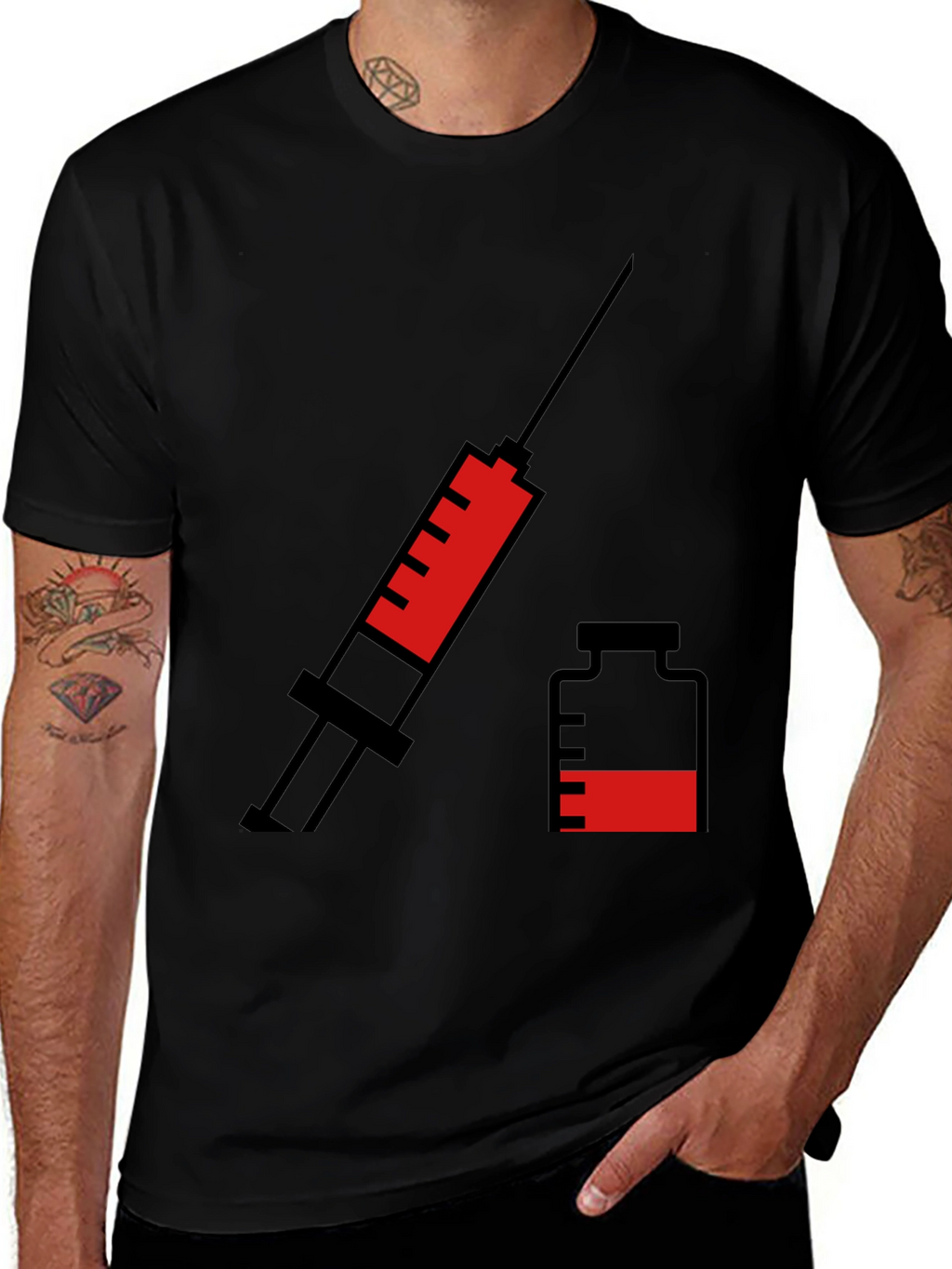 Vaccination T-Shirt - Syringe & Vial Graphic Tee