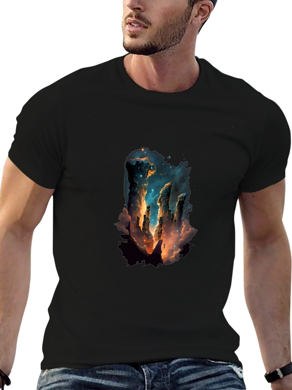 Nebula Pillars Graphic Tee - Black