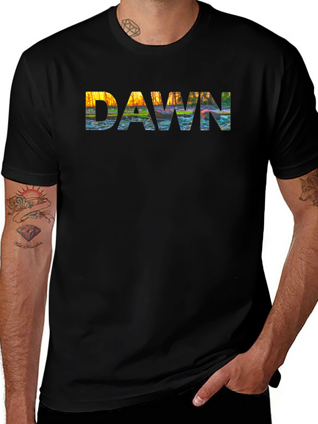 Dawn Graphic Print Black T-Shirt