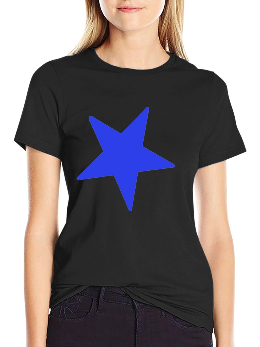 Blue Star Graphic Black T-Shirt