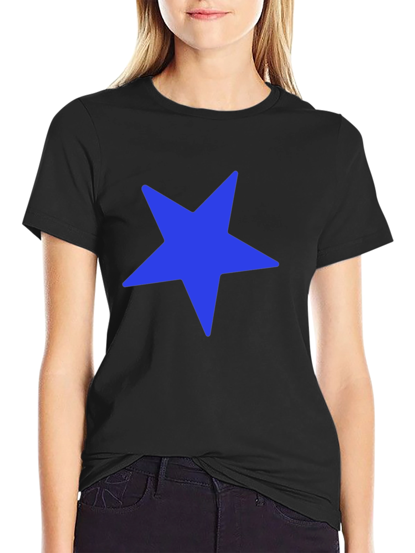 Blue Star Graphic Black T-Shirt