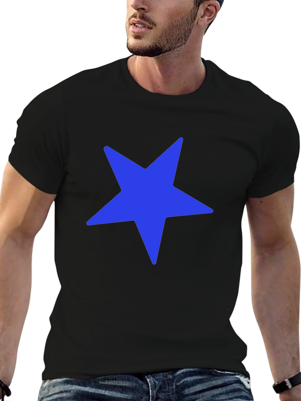 Blue Star Graphic Black T-Shirt
