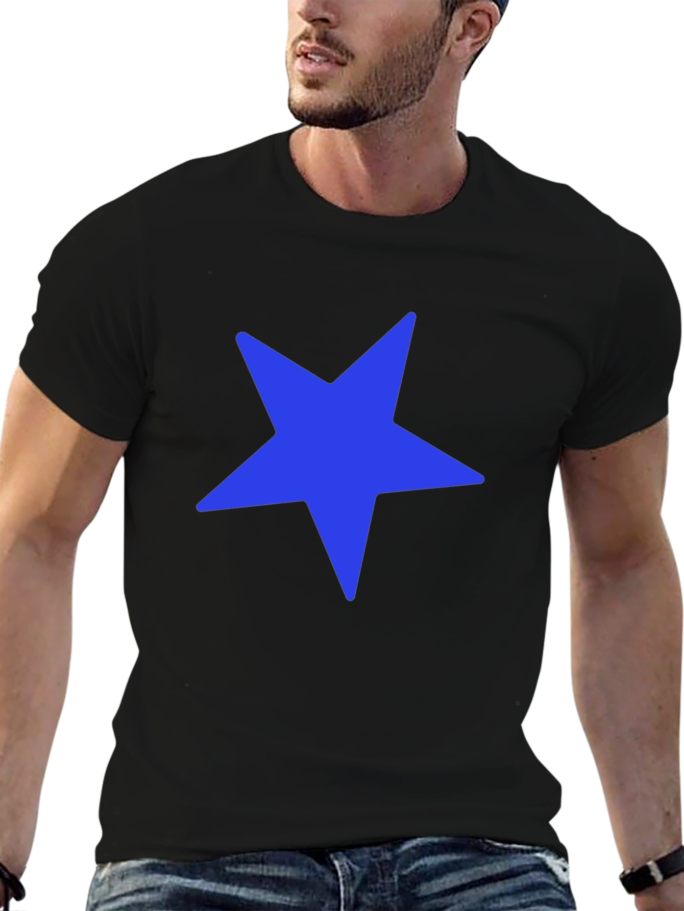 Blue Star Graphic Black T-Shirt