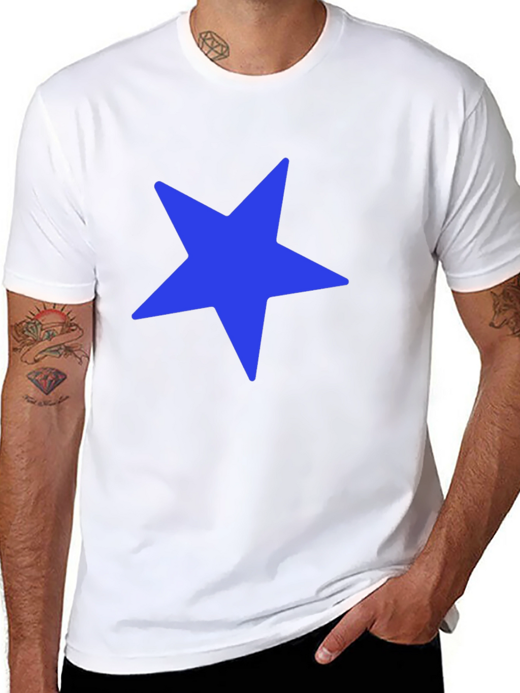 Blue Star Graphic Black T-Shirt