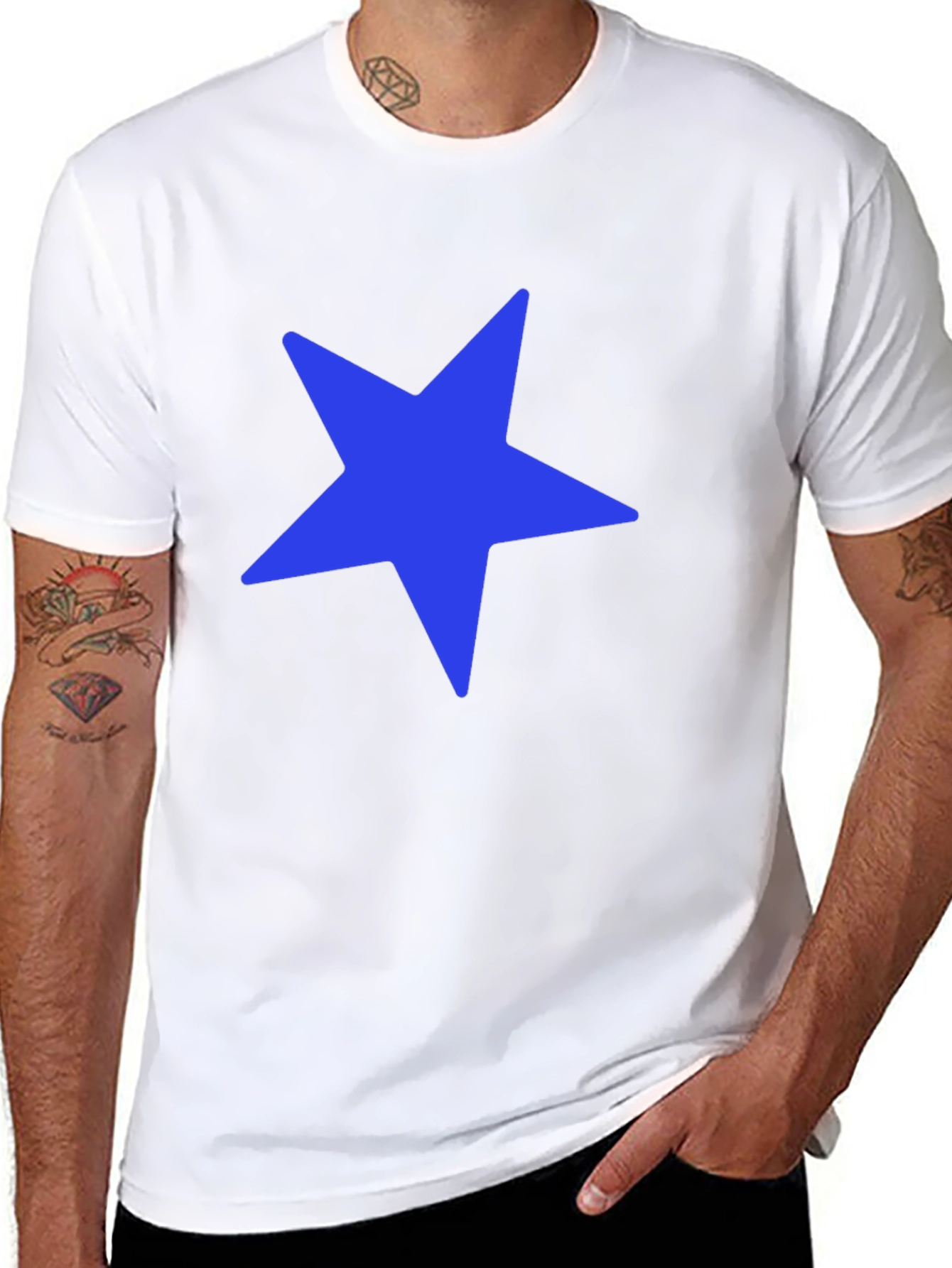 Blue Star Graphic Black T-Shirt