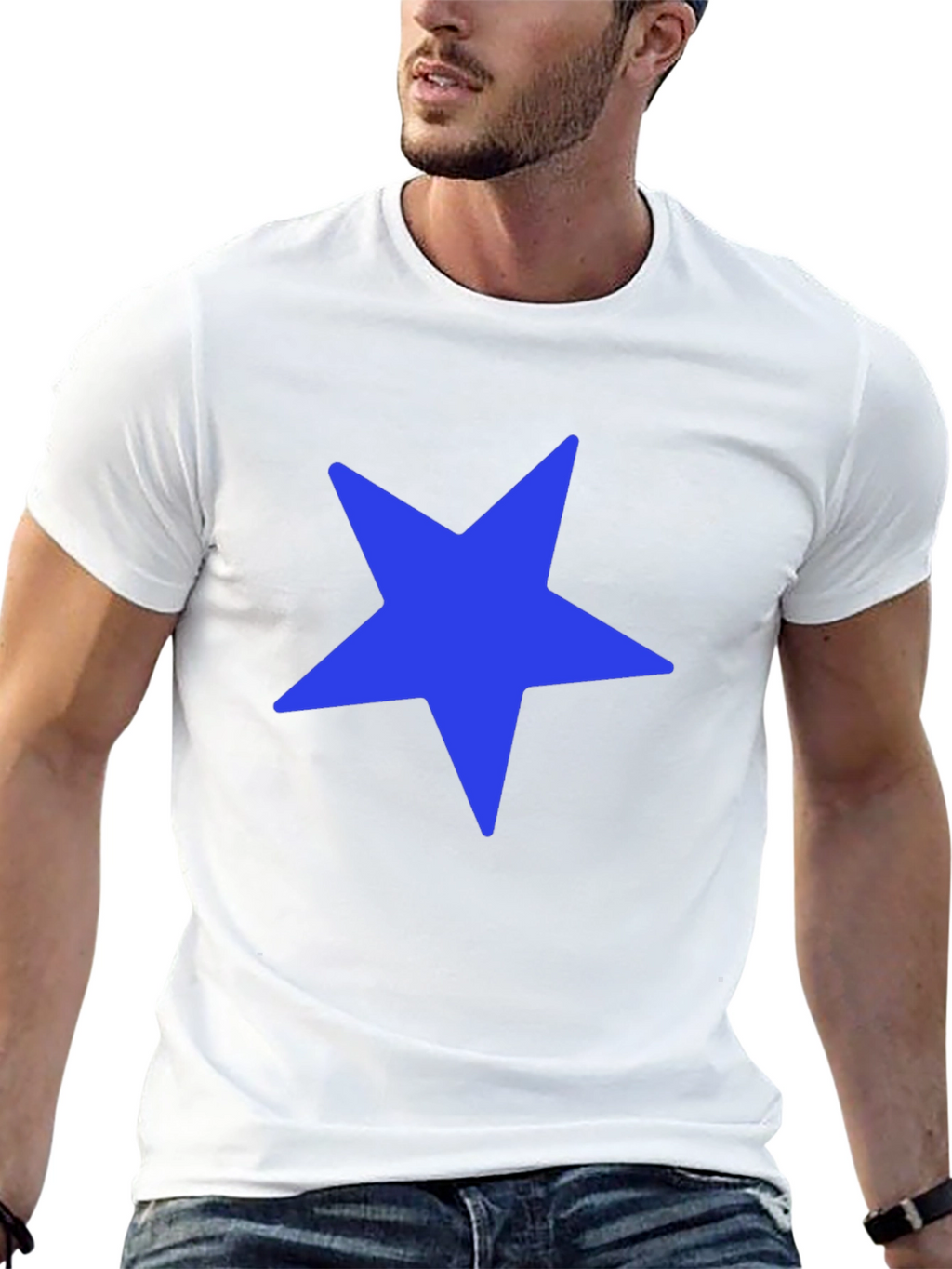 Blue Star Graphic Black T-Shirt