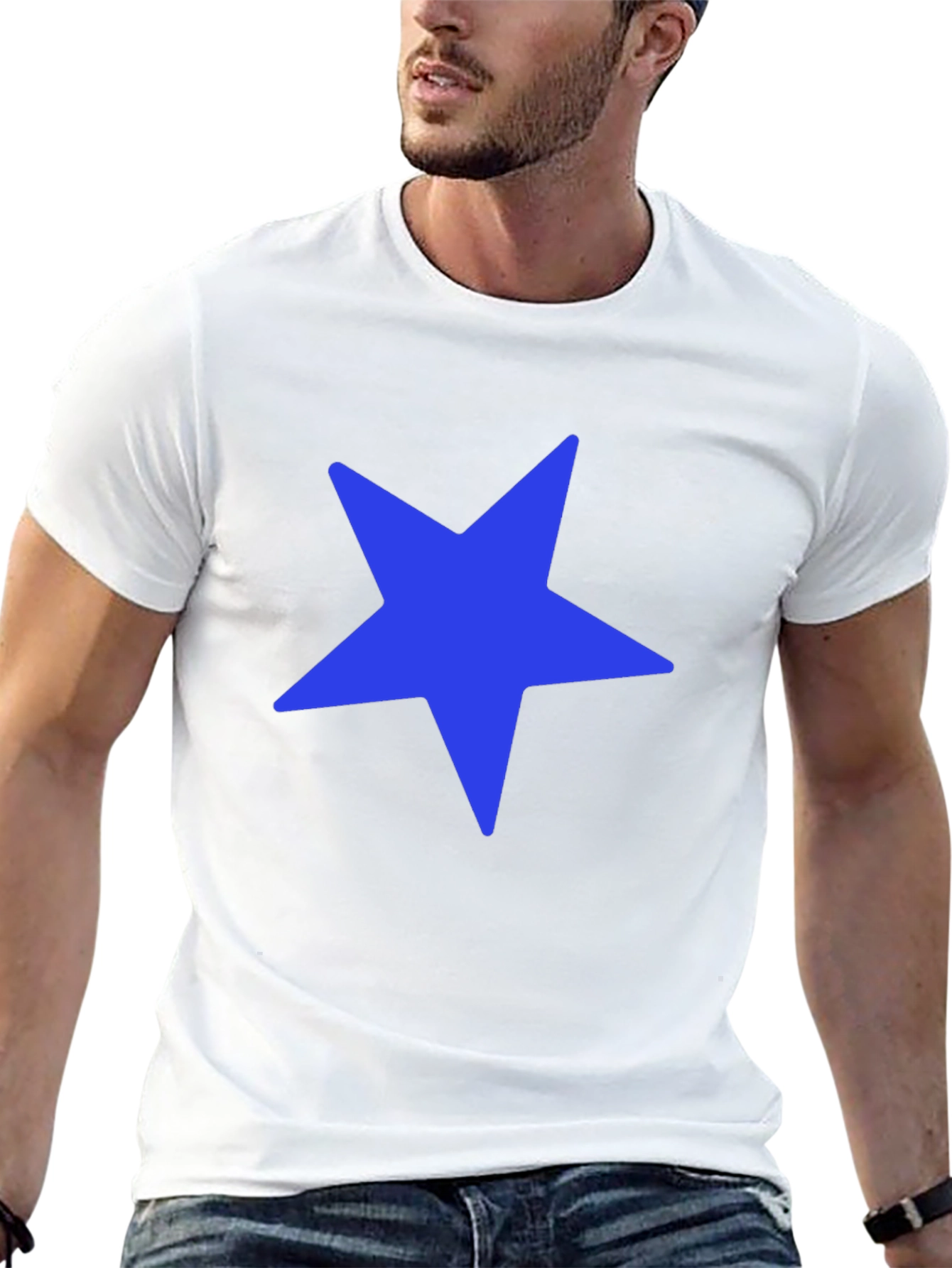 Blue Star Graphic Black T-Shirt